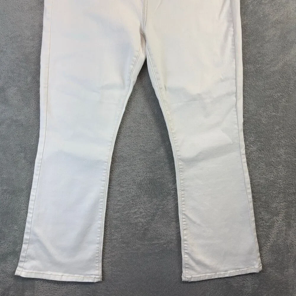 LOFT Jeans Pants Women 30/10 White The Kick Crop High Rise Regular Fit Flare NWT